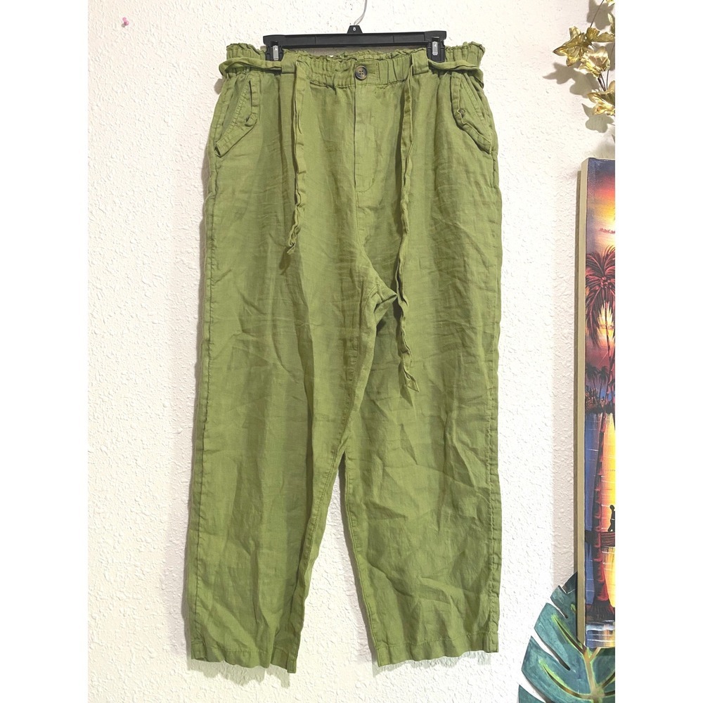 C&C California Olive Green Linen Trousers
